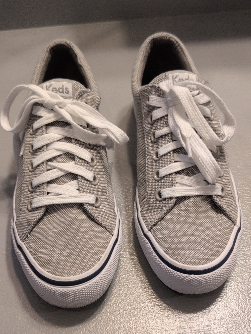 Keds Women's Light Gray Canvas Lace-Up Sneakers